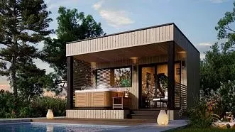 Баня Хай тек с панорамными окнами под ключ
